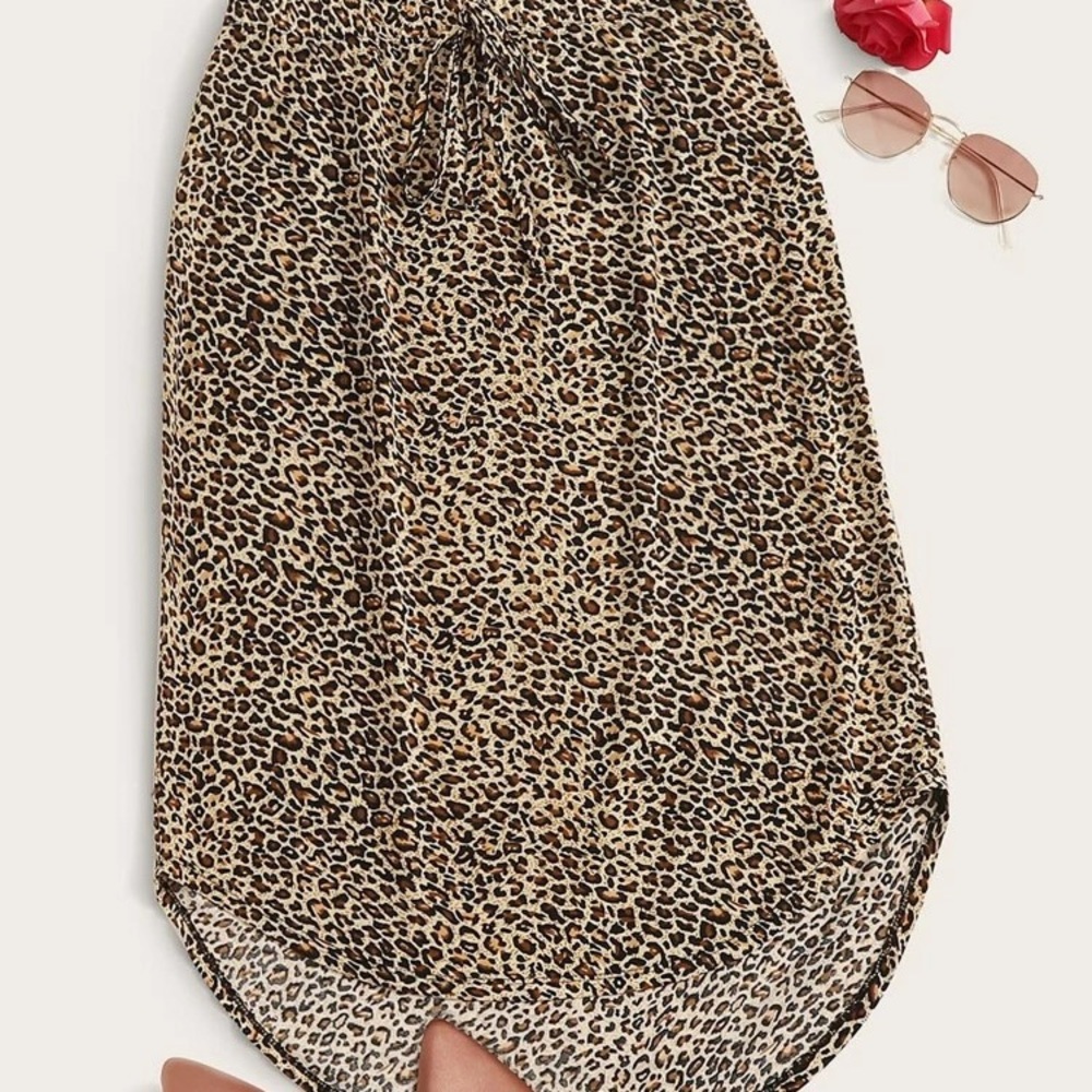 SHEIN Leopard Print Midi Skirt in Brown and Black